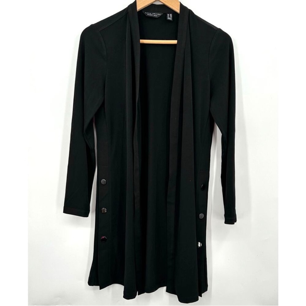 Susan Graver Everyday Liquid Knit Black Cardigan Duster Top Open Front 3x
